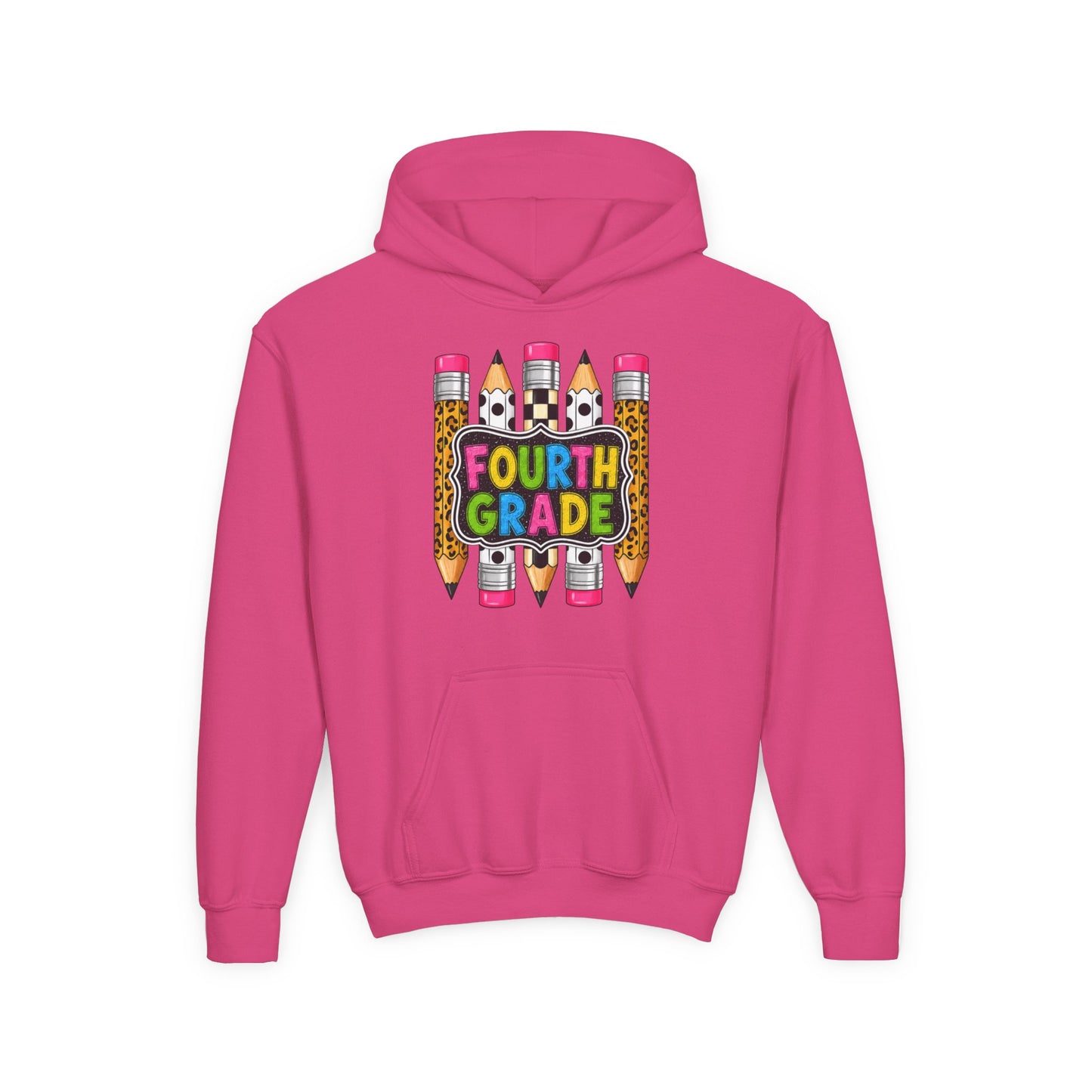 Fourth Grade Kids Hoodie — Colorful Pencil School Sweatshirt