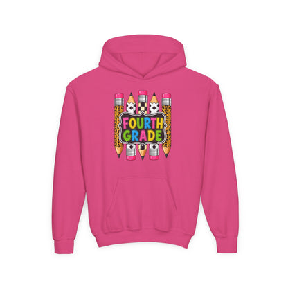 Fourth Grade Kids Hoodie — Colorful Pencil School Sweatshirt