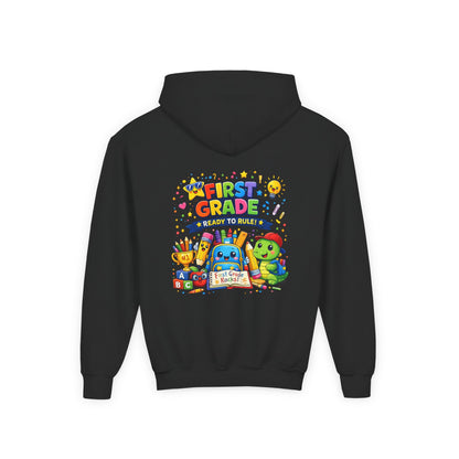 First Grade Hoodie - "First Grade Ready To Rule" Kids Back-to-School Sweatshirt