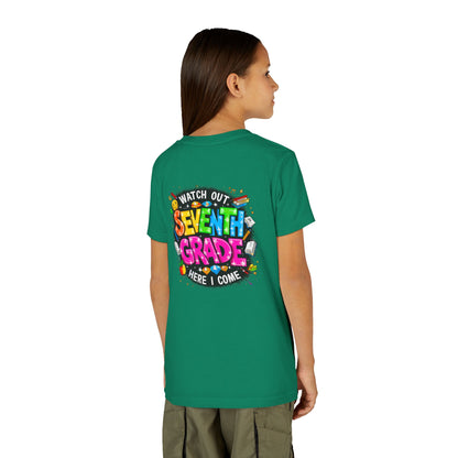 Seventh Grade Kids T-Shirt – “Watch Out Seventh Grade Here I Come” Back-to-School Tee