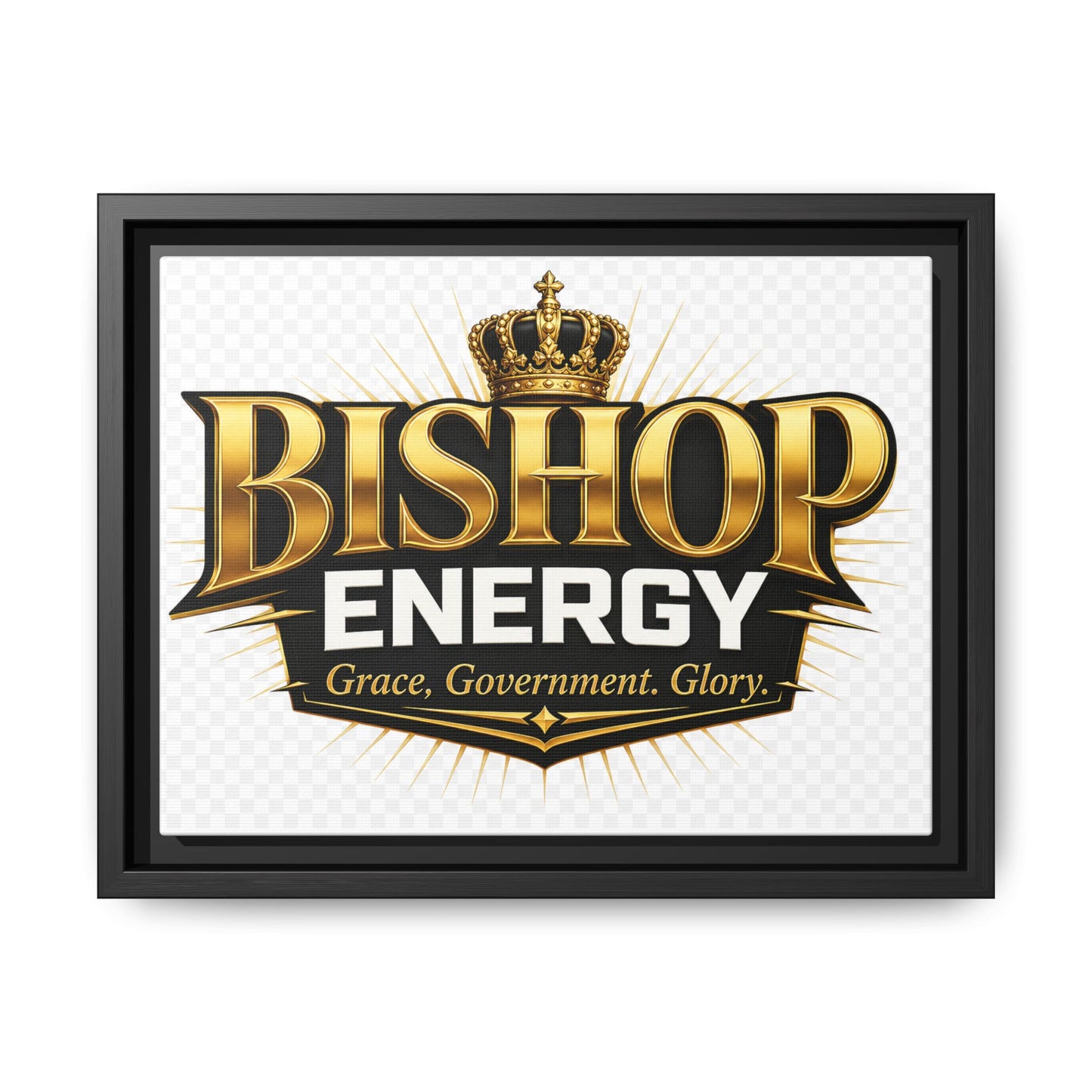 Framed Canvas Art - "Bishop Energy" Gold Crown Logo (Matte)
