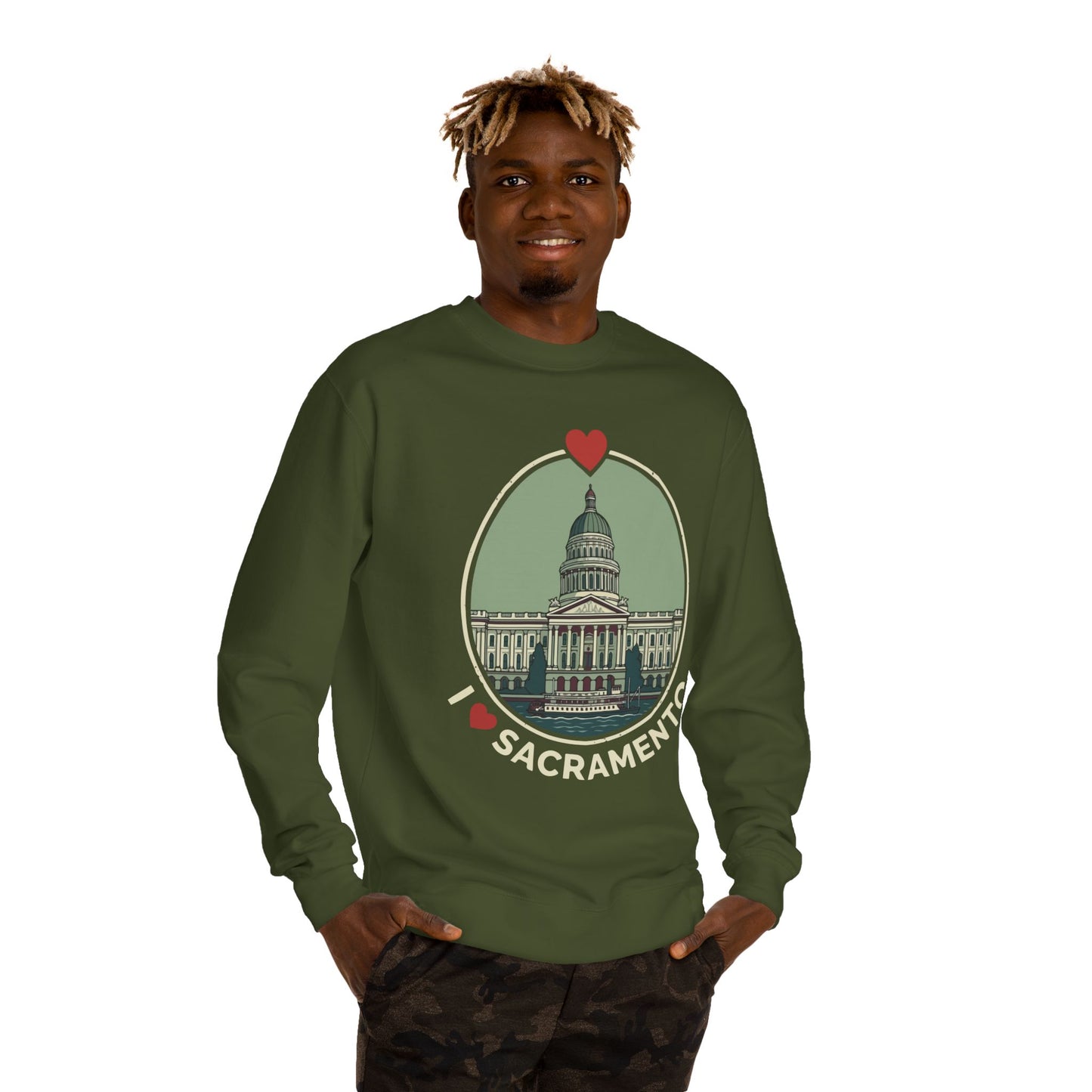 Sacramento Capitol Crewneck Sweatshirt — I Love Sacramento Vintage Graphic