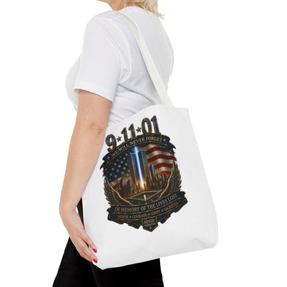 9·11 Memorial Tote Bag — We Will Never Forget Tribute Tote