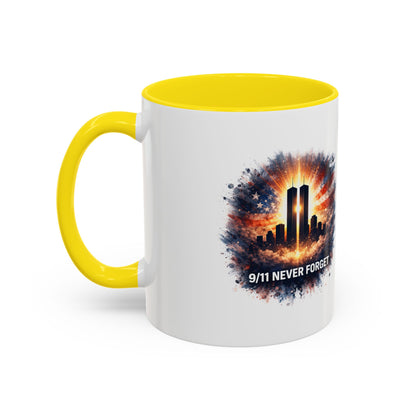 9/11 Never Forget Coffee Mug - Memorial Tribute Accent Mug (11/15oz)