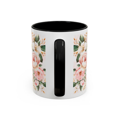 Mom Floral Accent Coffee Mug — Pink Roses Mother's Day Gift (11/15oz)