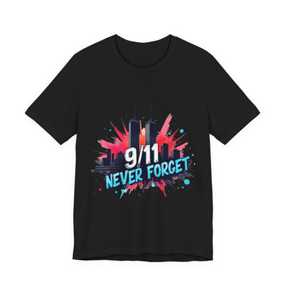 9/11 Never Forget T-Shirt — Patriotic Memorial Tee with Twin Towers Graphic