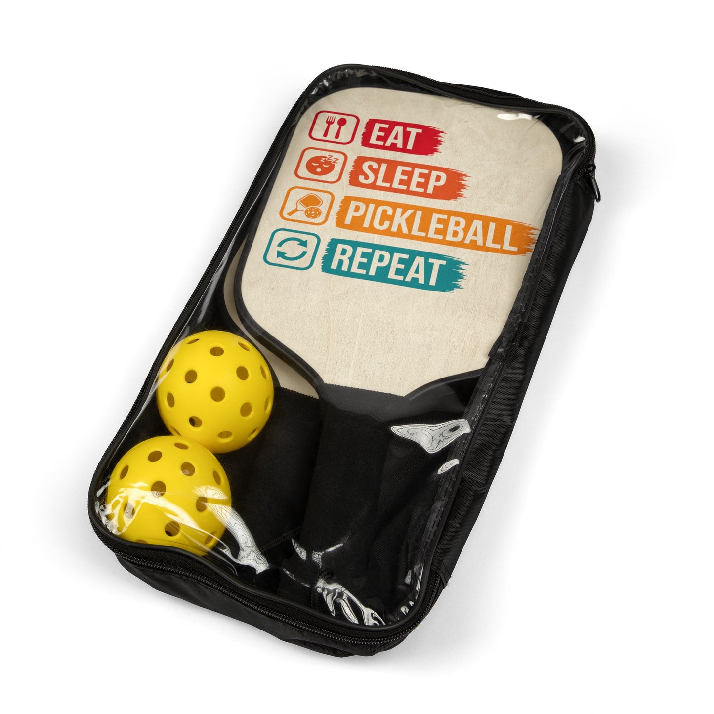 Pickleball Paddles Kit — "Eat Sleep Pickleball Repeat" Paddle & Ball Set