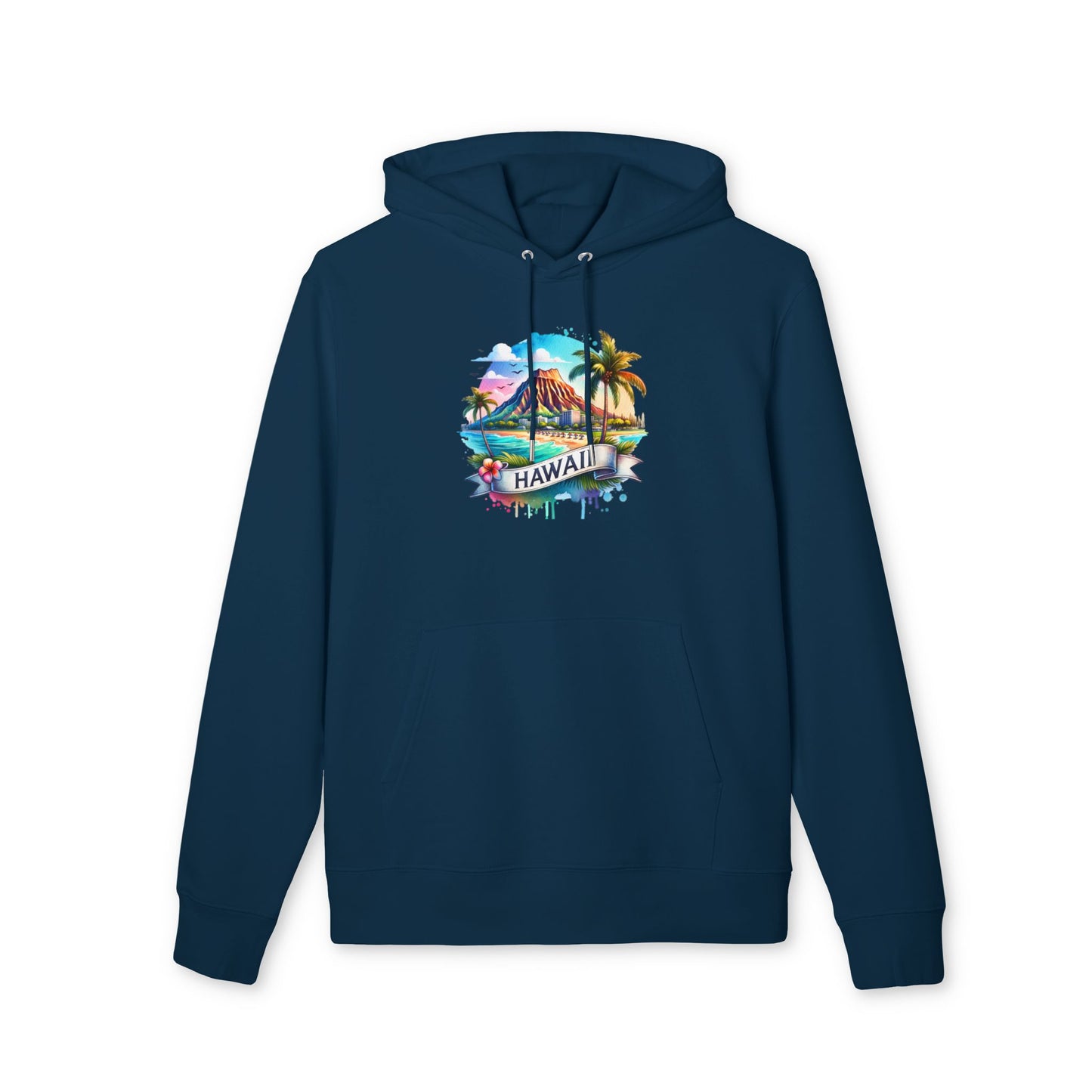 Hawaii Watercolor Hoodie — Tropical Island Palm Beach Pullover