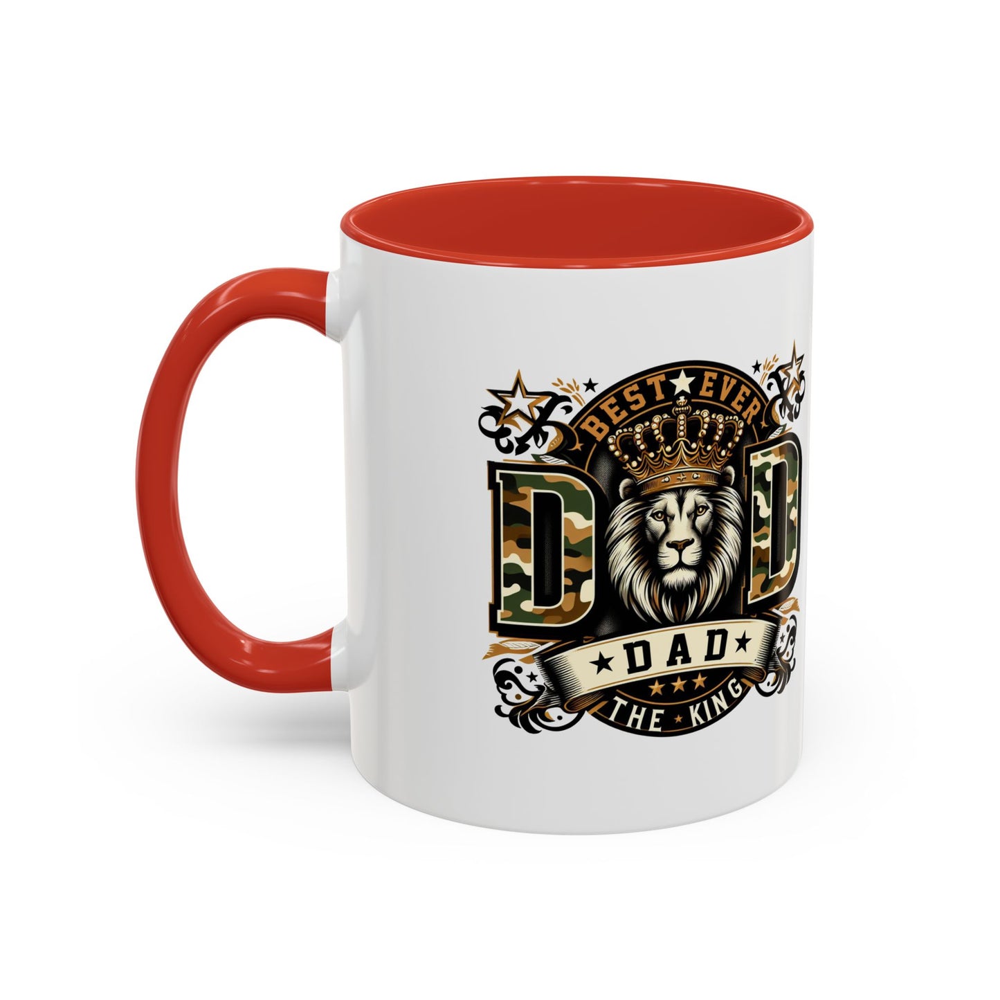Dad Coffee Mug — "Best Ever Dad" Lion Crest Accent Mug (11/15oz)