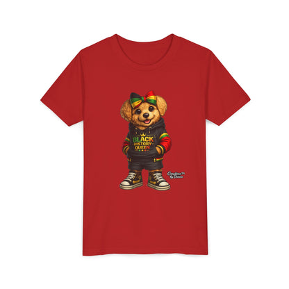 Youth Tee — Black History Queen Bear Graphic T-Shirt