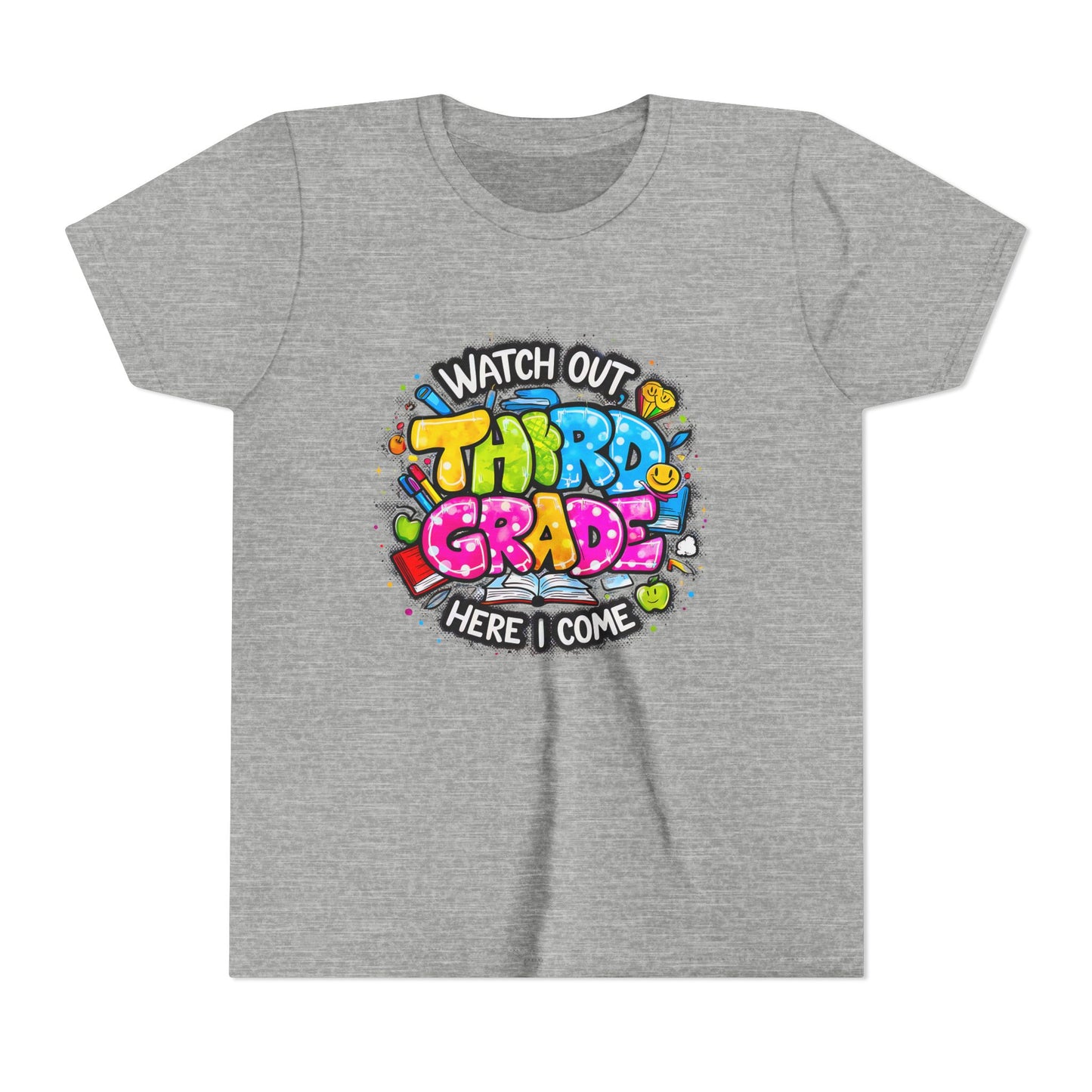 Third Grade Kids T‑Shirt — "Watch Out Third Grade Here I Come" Back-to-School Tee