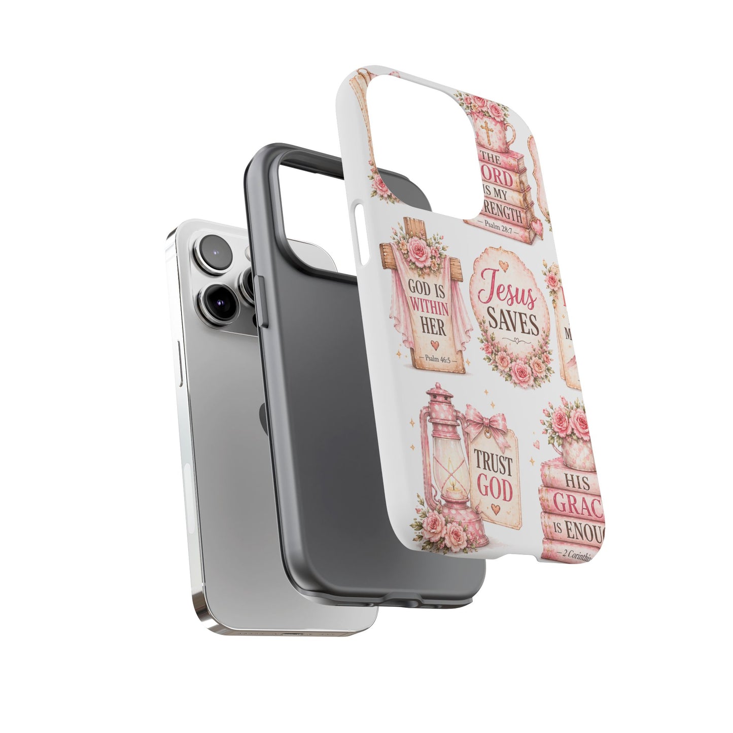 Faith Phone Case — 'Jesus Saves' Floral Christian Scripture iPhone Case