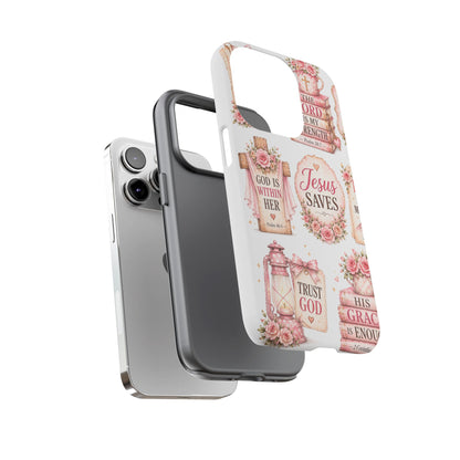 Faith Phone Case — 'Jesus Saves' Floral Christian Scripture iPhone Case