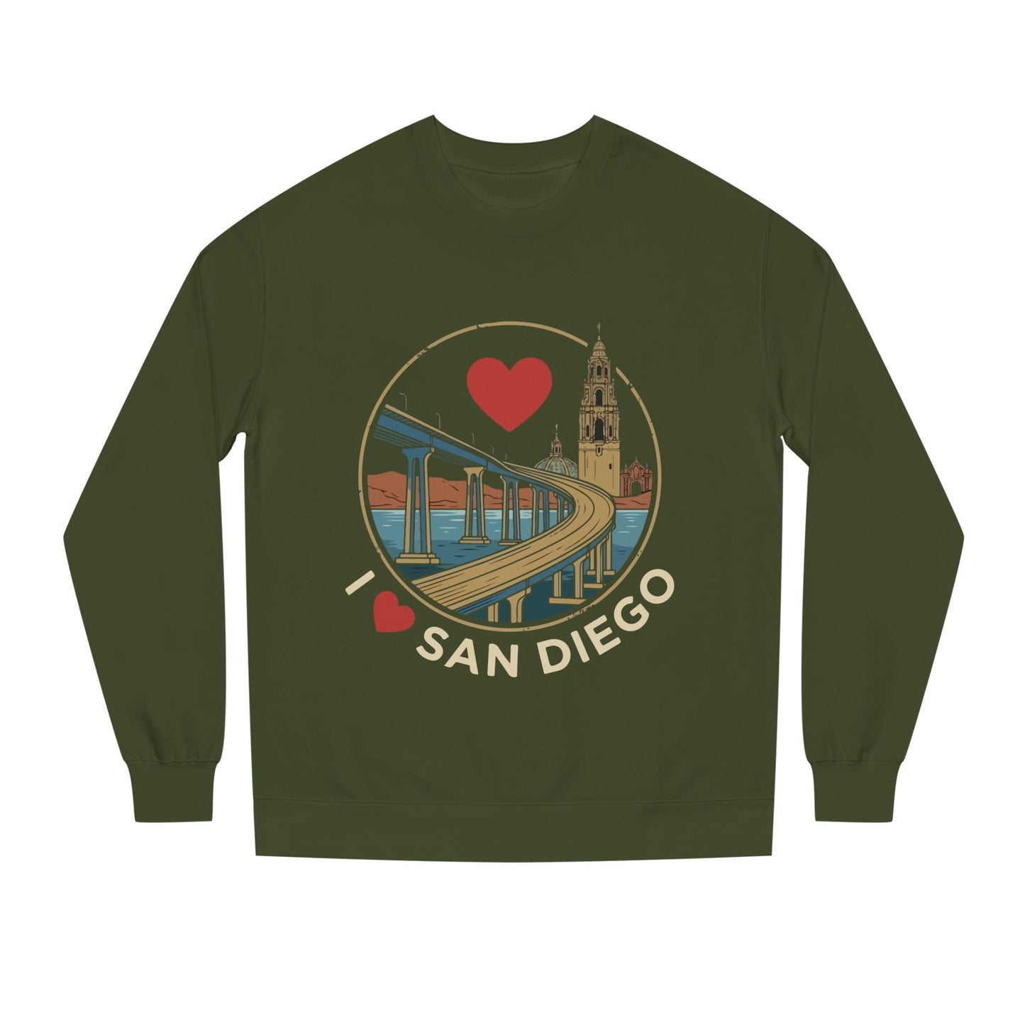 I Heart San Diego Sweatshirt — Balboa Park & Coronado Bridge Crewneck