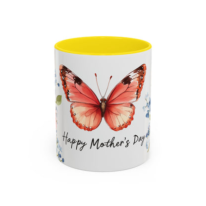 Mother's Day Butterfly Floral Coffee Mug – "Happy Mother's Day" Accent Mug