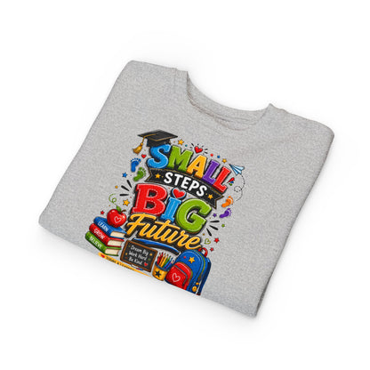 Toddler Sweatshirt - "Small Steps Big Future" Back-to-School Kids Crewneck