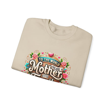 Mother & Family Crewneck Sweatshirt — "To the World You Are a Mother" Floral Gift