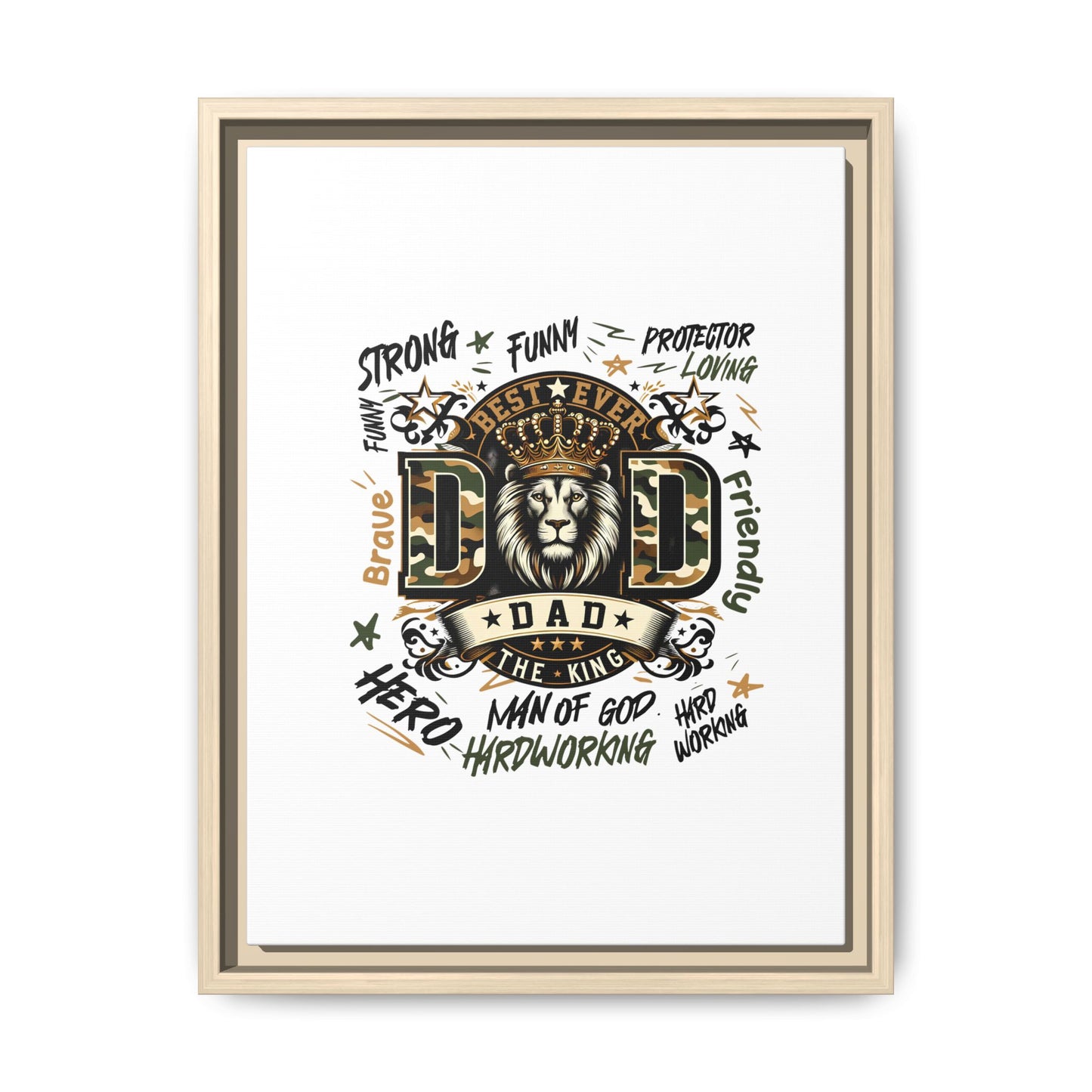 Framed Matte Canvas 'Best Ever DAD' Wall Art – Lion King Design, Father’s Day Gift