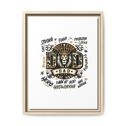 Framed Matte Canvas 'Best Ever DAD' Wall Art – Lion King Design, Father’s Day Gift