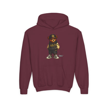 Youth Teddy Bear Hoodie — Cool Streetwear Bear Graphic Sweatshirt