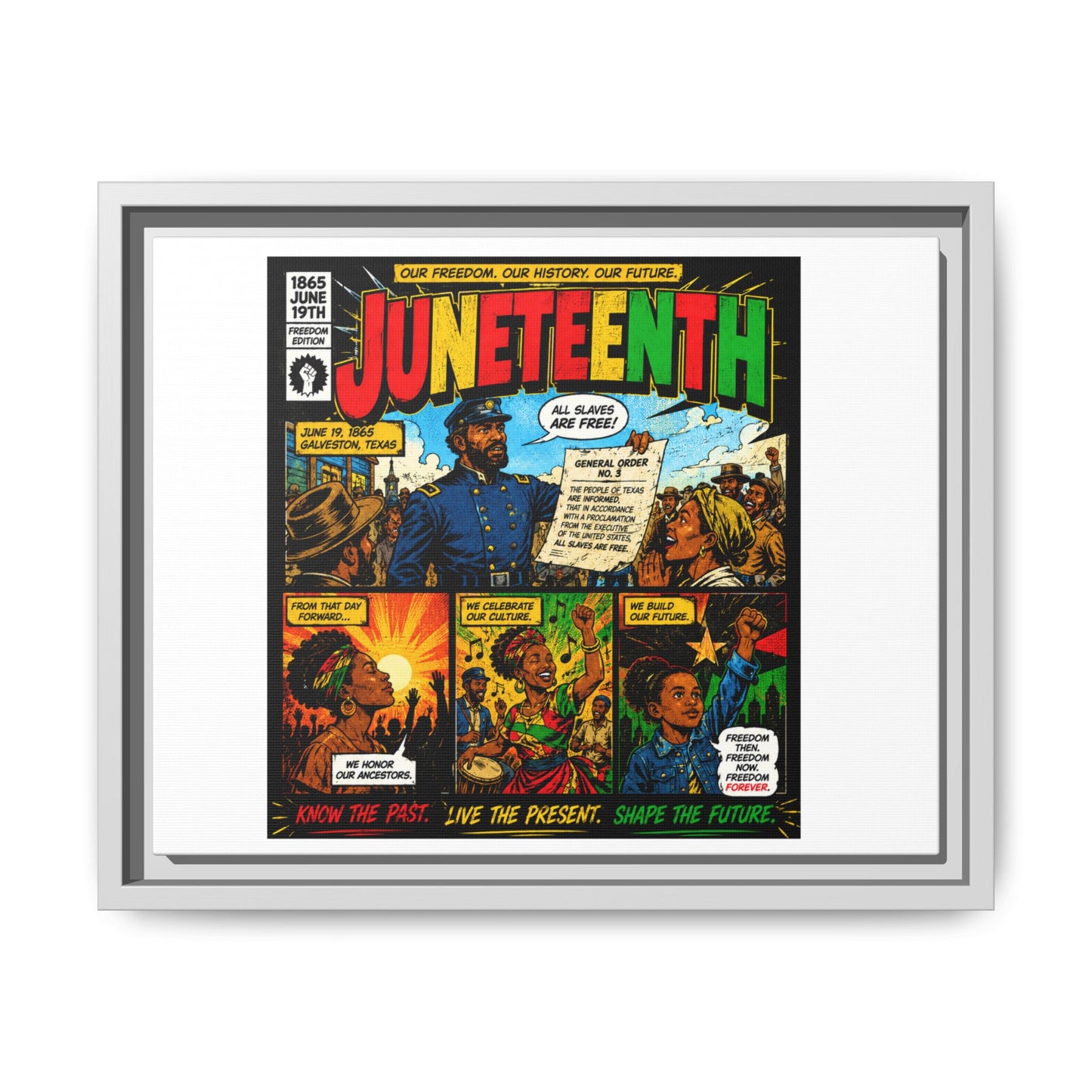 Juneteenth Comic Art Canvas - Framed Matte Wall Decor