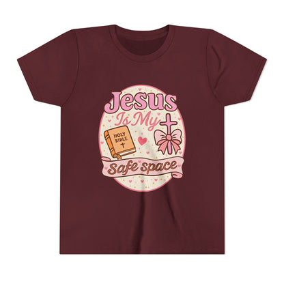 Youth Tee — "Jesus Is My Safe Space" Christian Kids T-Shirt
