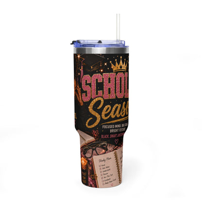 40oz Vacuum Tumbler — 'School Season' Black Girl Magic Study Vibes