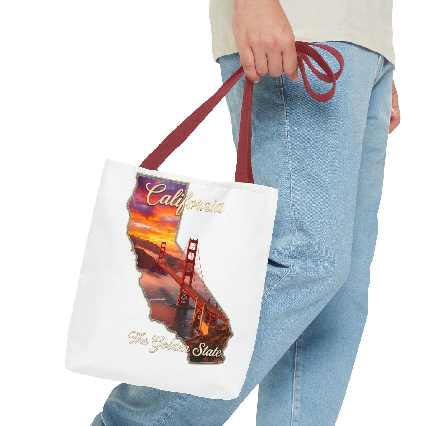California Golden State Tote Bag – Golden Gate Sunset All-Over Print