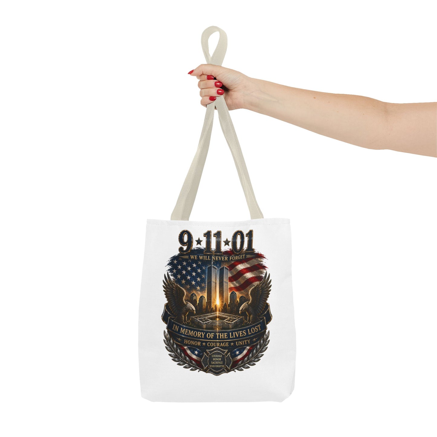 9/11 Memorial Tote Bag — We Will Never Forget Tribute Tote