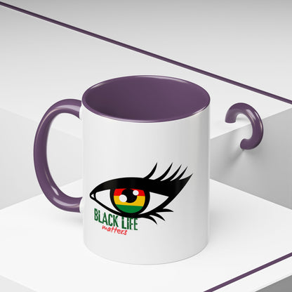 Black Life Matters Eye Accent Coffee Mug — Pan-African Pride 11/15oz