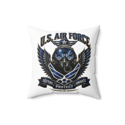 U.S. Air Force Emblem Throw Pillow — Defend Protect Dominate Military Decorative Pillow