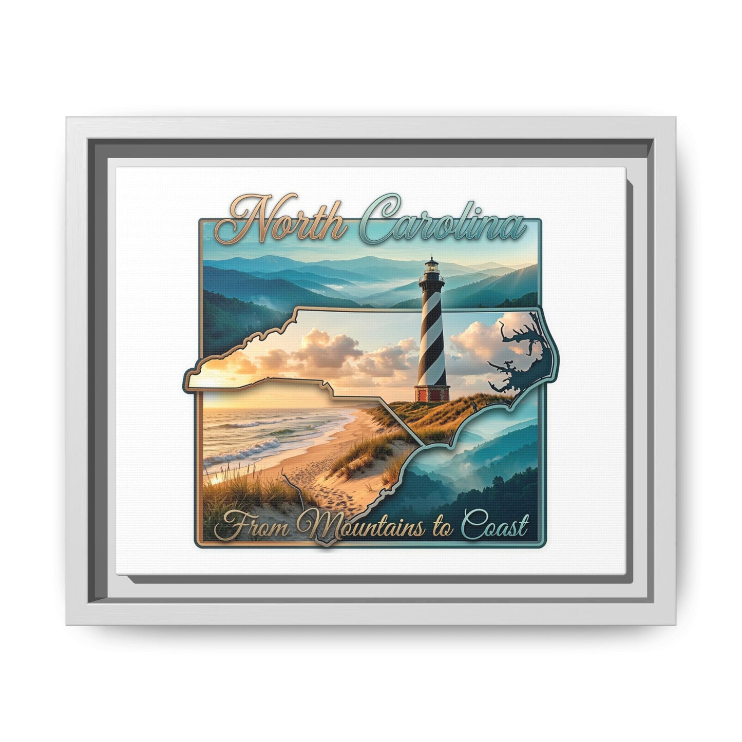 North Carolina Matte Canvas Wall Art — "From Mountains to Coast" Framed Print