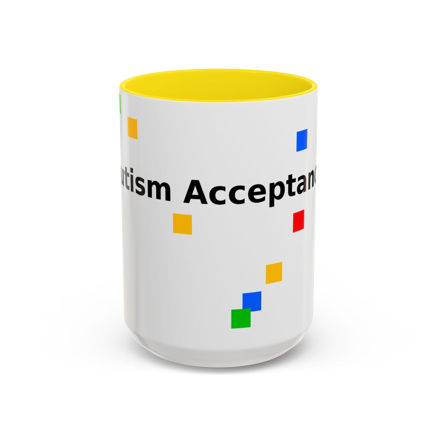 Autism Acceptance Accent Coffee Mug – Colorful Puzzle Square Design (11/15 oz)