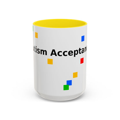 Autism Acceptance Accent Coffee Mug – Colorful Puzzle Square Design (11/15 oz)