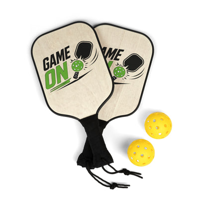 Pickleball Paddles Set — "Game On" Graphic Pickleball Kit with 2 Paddles & Balls