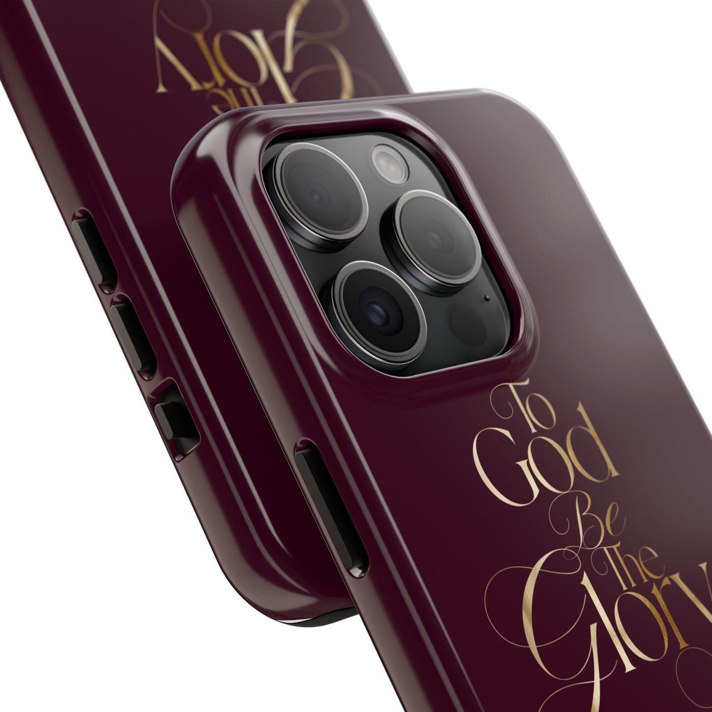 To God Be The Glory Tough Phone Case — Burgundy Gold Christian Scripture Cover