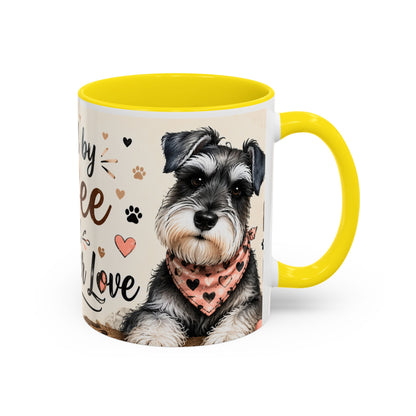 Fueled by Coffee and Schnauzer Love Accent Mug — Dog Lover Coffee Cup (11/15 oz)