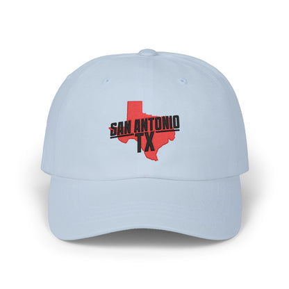 San Antonio TX Dad Cap — Embroidered Texas Outline Baseball Hat