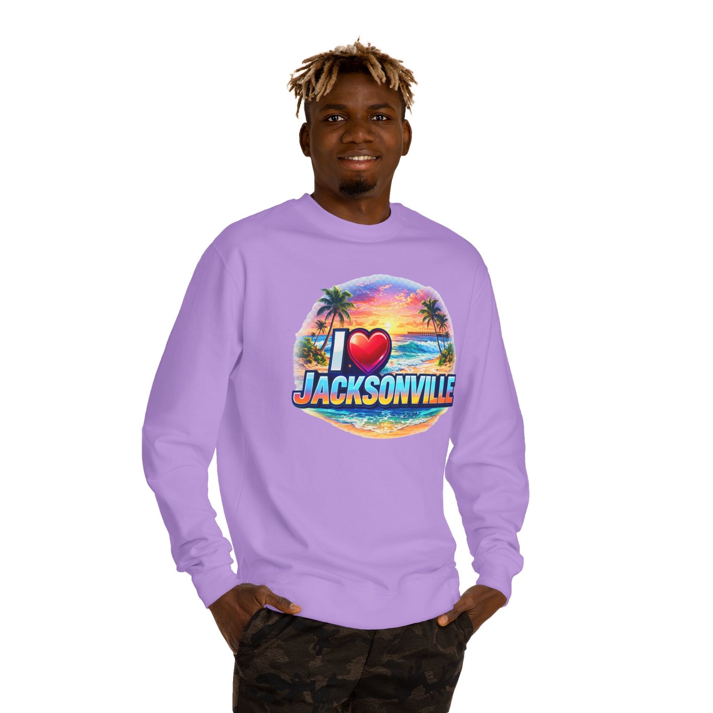 I Love Jacksonville Sweatshirt — Vintage Sunset Beach Crewneck