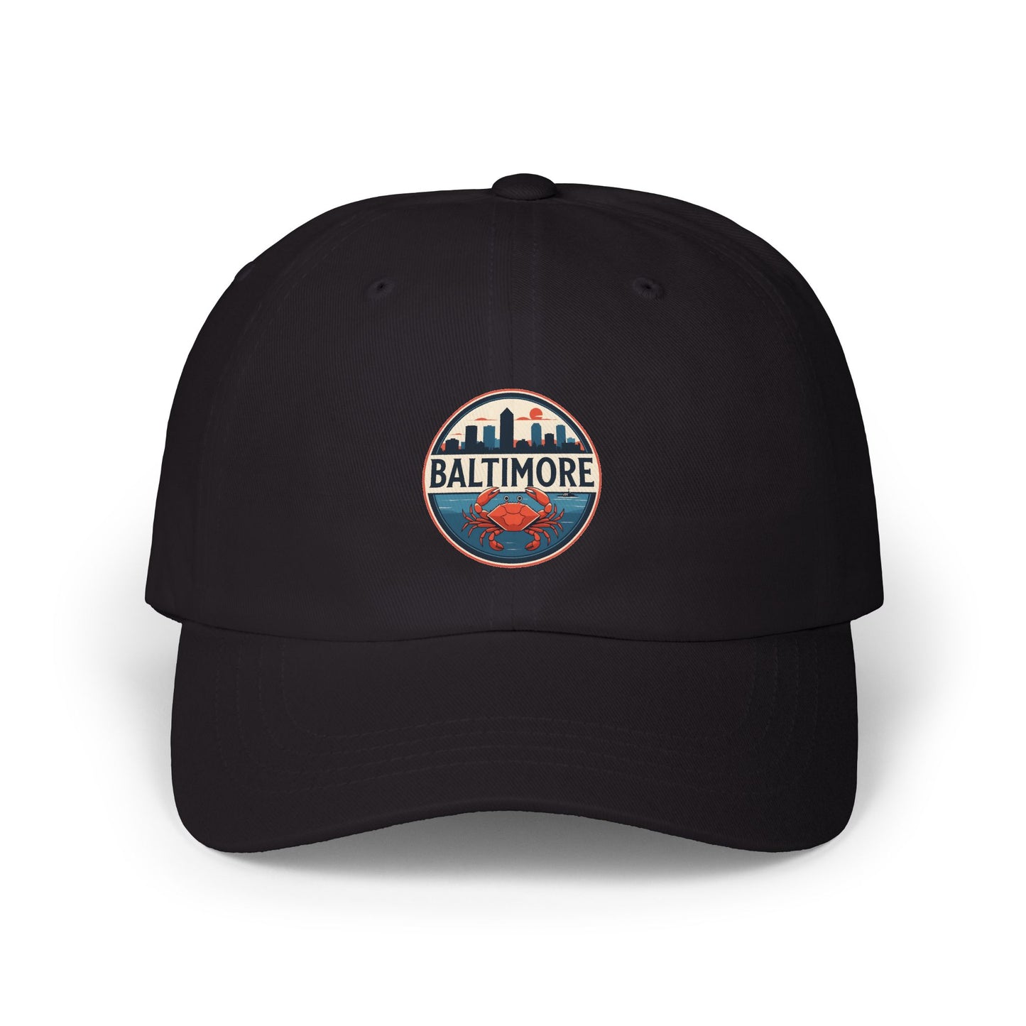 Baltimore Crab Patch Dad Cap — Retro Skyline Embroidered Baseball Hat