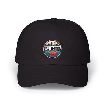 Baltimore Crab Patch Dad Cap — Retro Skyline Embroidered Baseball Hat