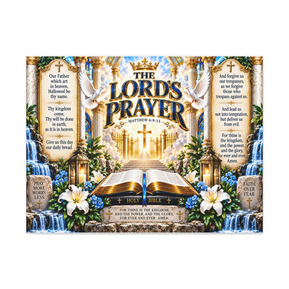 The Lord’s Prayer Canvas Wall Art — Religious Scripture Bible Verse Decor
