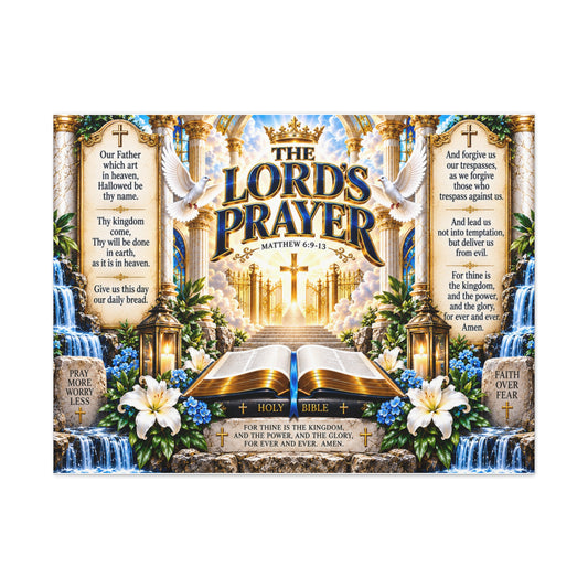 The Lord’s Prayer Canvas Wall Art — Religious Scripture Bible Verse Decor