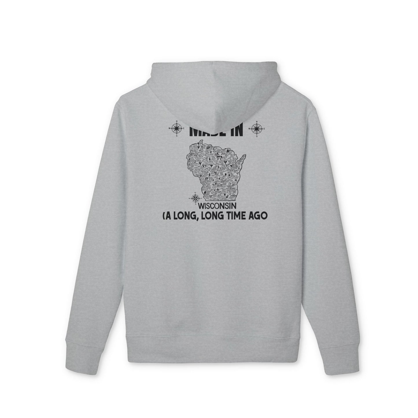 Wisconsin 'Made In' Graphic Hoodie — "A Long, Long Time Ago" State Map Design