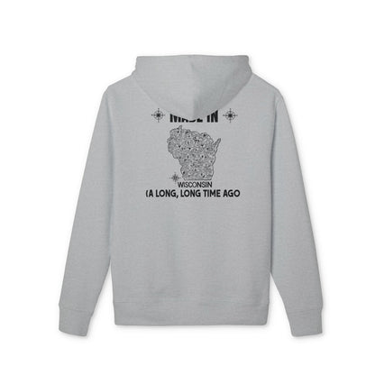 Wisconsin 'Made In' Graphic Hoodie — "A Long, Long Time Ago" State Map Design