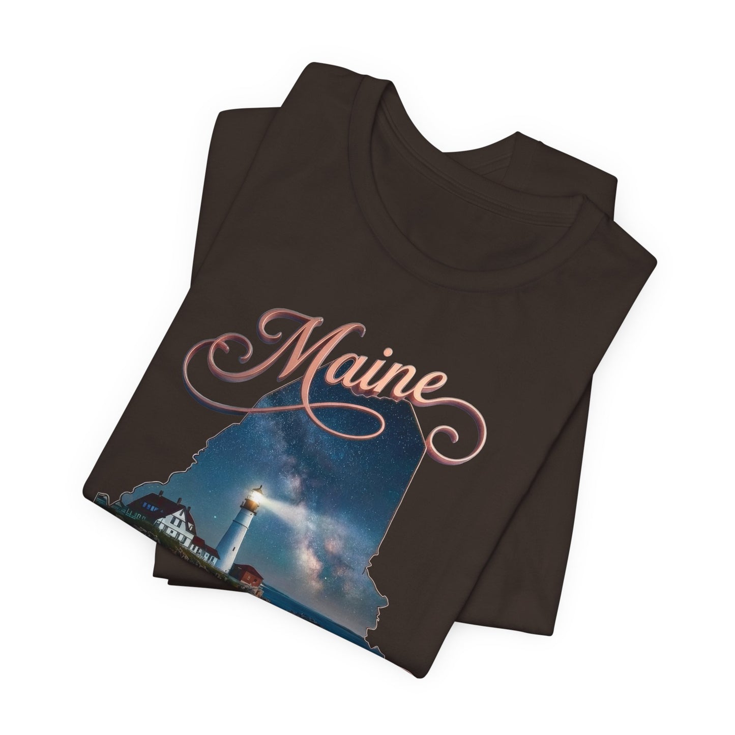 Maine Lighthouse Tee - "Can't Get There From Here" Coastal State Silhouette T-Shirt