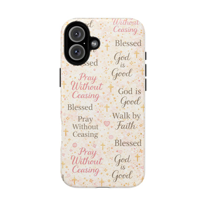 Christian Faith Magnetic Phone Case — "Pray Without Ceasing" Patterned Tough Case