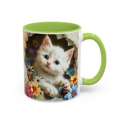 Cute Kitten Floral Accent Coffee Mug (11/15oz)