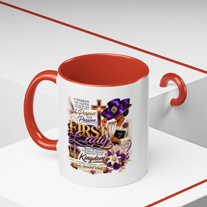 First Lady of Faith Accent Coffee Mug — Inspirational Christian Gift (11/15oz)