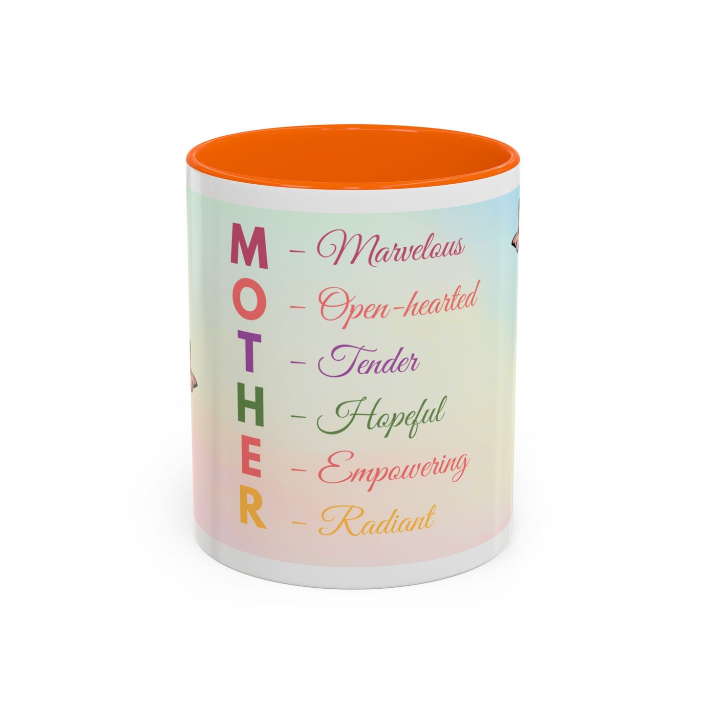 Mother Acronym Coffee Mug — Pastel Butterflies Mother Definition Gift (11/15oz)